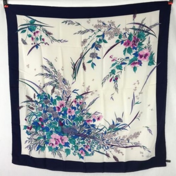 Gucci Accessories - Gucci Blue Pink Floral Square Silk Scarf 33x34
